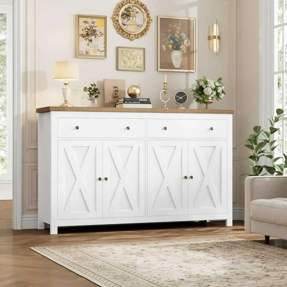 Kitchen Storage Cabinet with 2 Drawers and 4 Doors