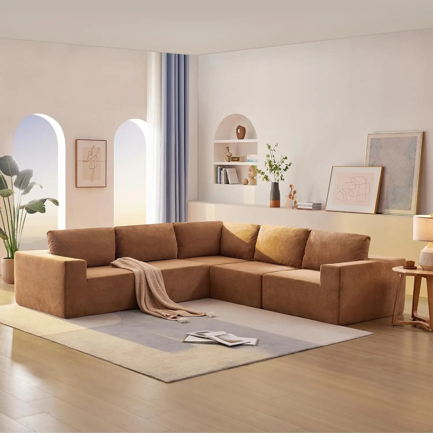 116 × 116'' Modular Sectional Couch, Modern L-Shape Floor Sofa, various colors