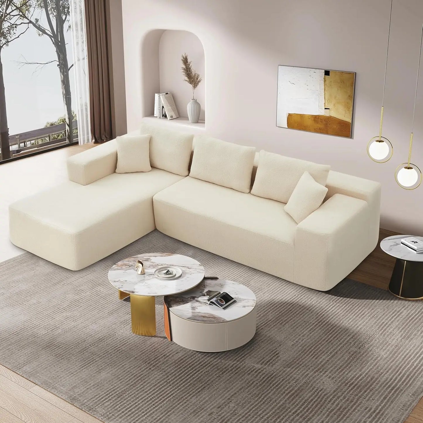 104" L-Shape Sectional Sofa, Comfy Fabric, various colors