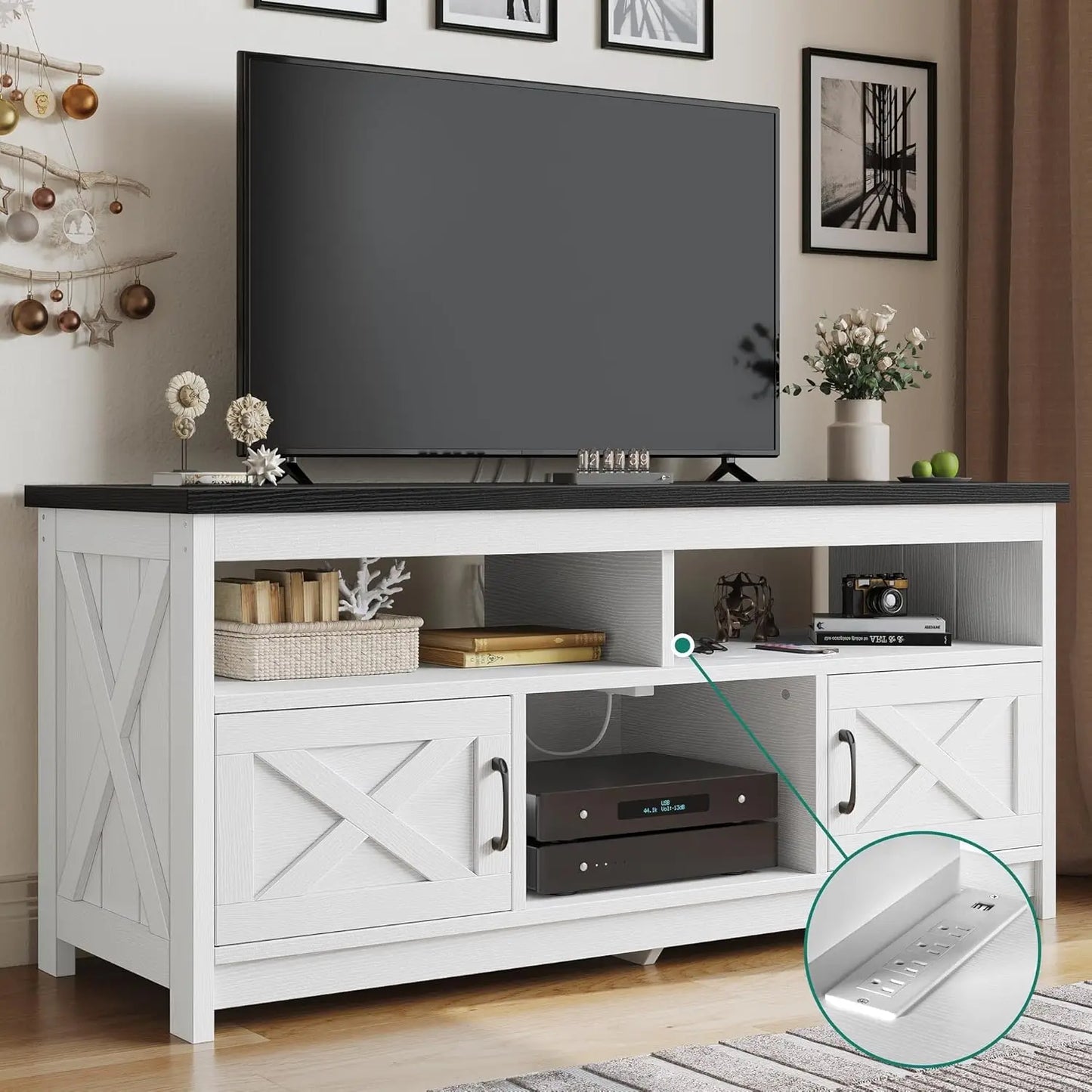 TV Stand for up to 65 Inch TV with Power Outlet various colors