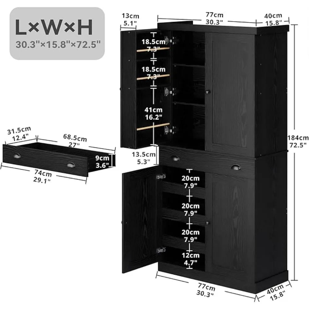 Kitchen Pantry Cabinet 72" Height