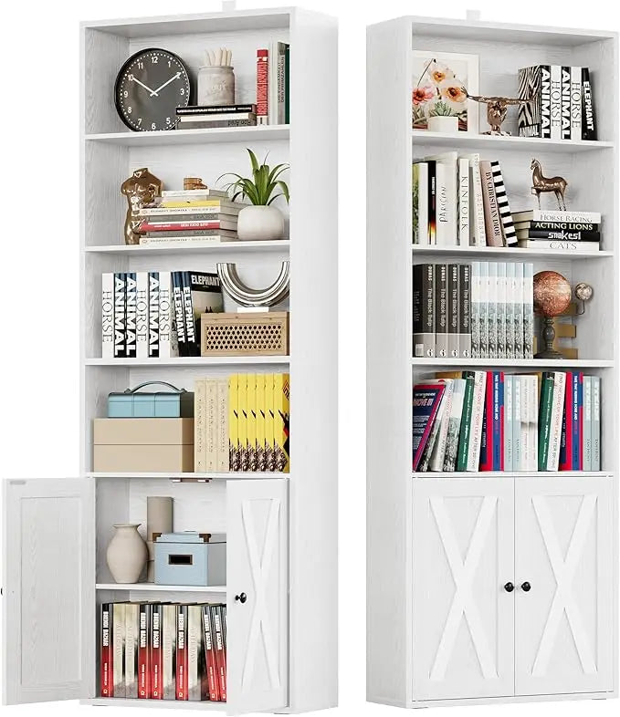 Bookshelves and Bookcases with Doors Set of 2, various colors