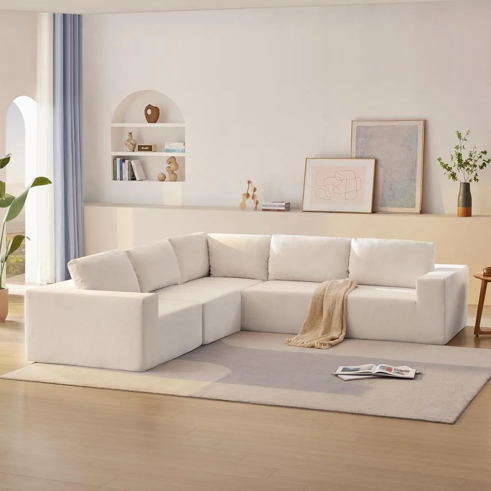 116 × 116'' Modular Sectional Couch, Modern L-Shape Floor Sofa, various colors