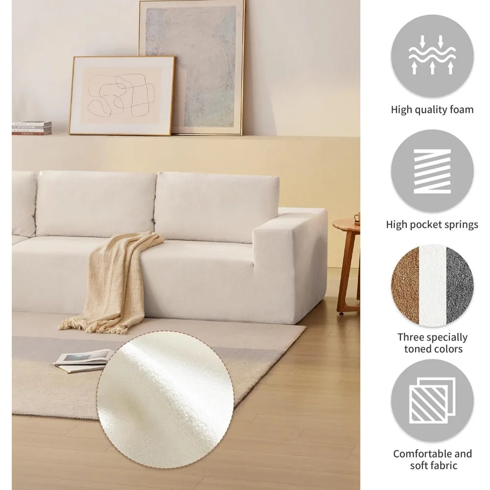 116 × 116'' Modular Sectional Couch, Modern L-Shape Floor Sofa, various colors
