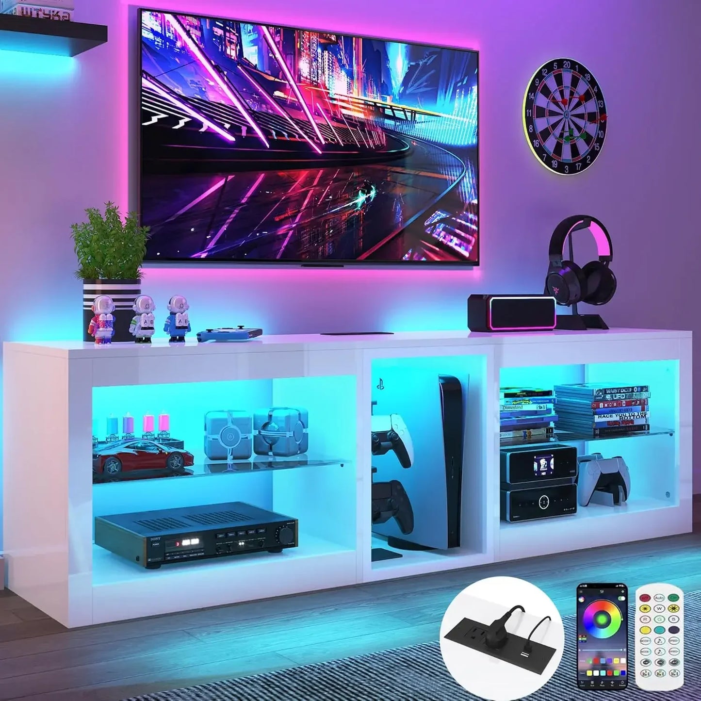 LED TV Stand W/Power Outlet