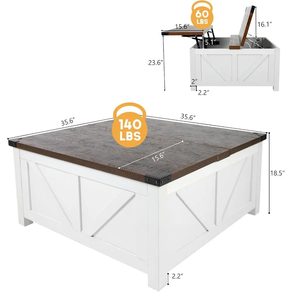 Lift Top Coffee Table with Charging Station Power Outlets &USB Ports
