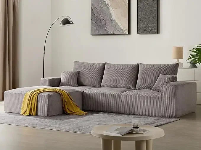 113'' L-Shaped Lounge Cloud Couch with Upgraded Corduroy, various colors