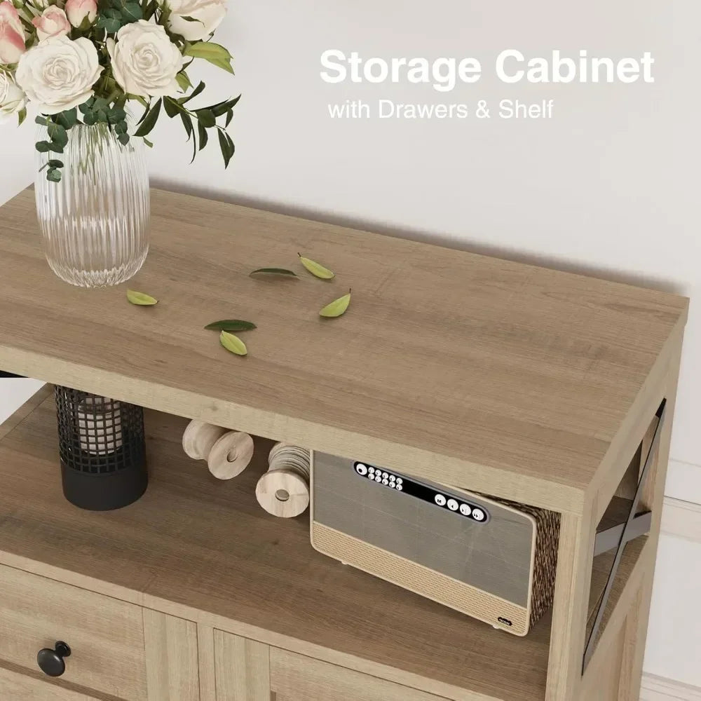 Storage Cabinet with Drawers and Shelves