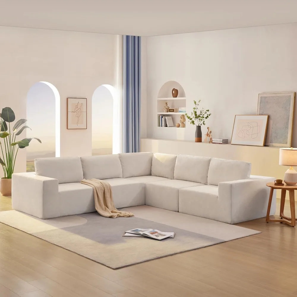 116 × 116'' Modular Sectional Couch, Modern L-Shape Floor Sofa, various colors