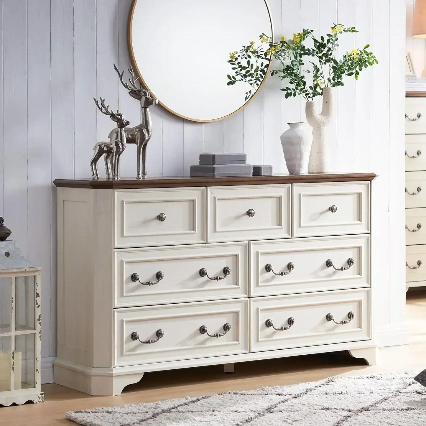 Farmhouse 7 Drawers Dresser for Bedroom, 54" Wide