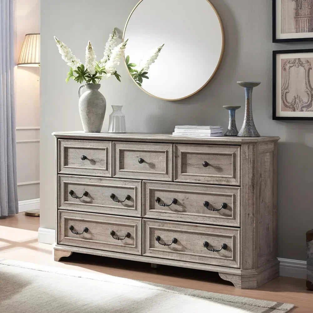 Farmhouse 7 Drawers Dresser for Bedroom, 54" Wide