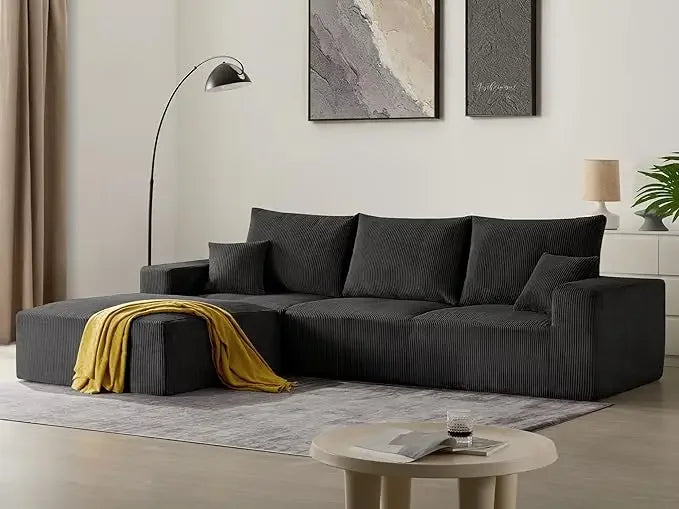 113'' L-Shaped Lounge Cloud Couch with Upgraded Corduroy, various colors