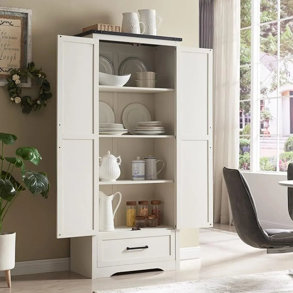 Farmhouse Kitchen Pantry Cabinet - 72" Tall antique white, antique black, brown or light brown
