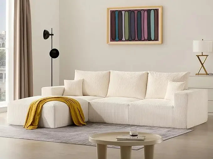 113'' L-Shaped Lounge Cloud Couch with Upgraded Corduroy, various colors