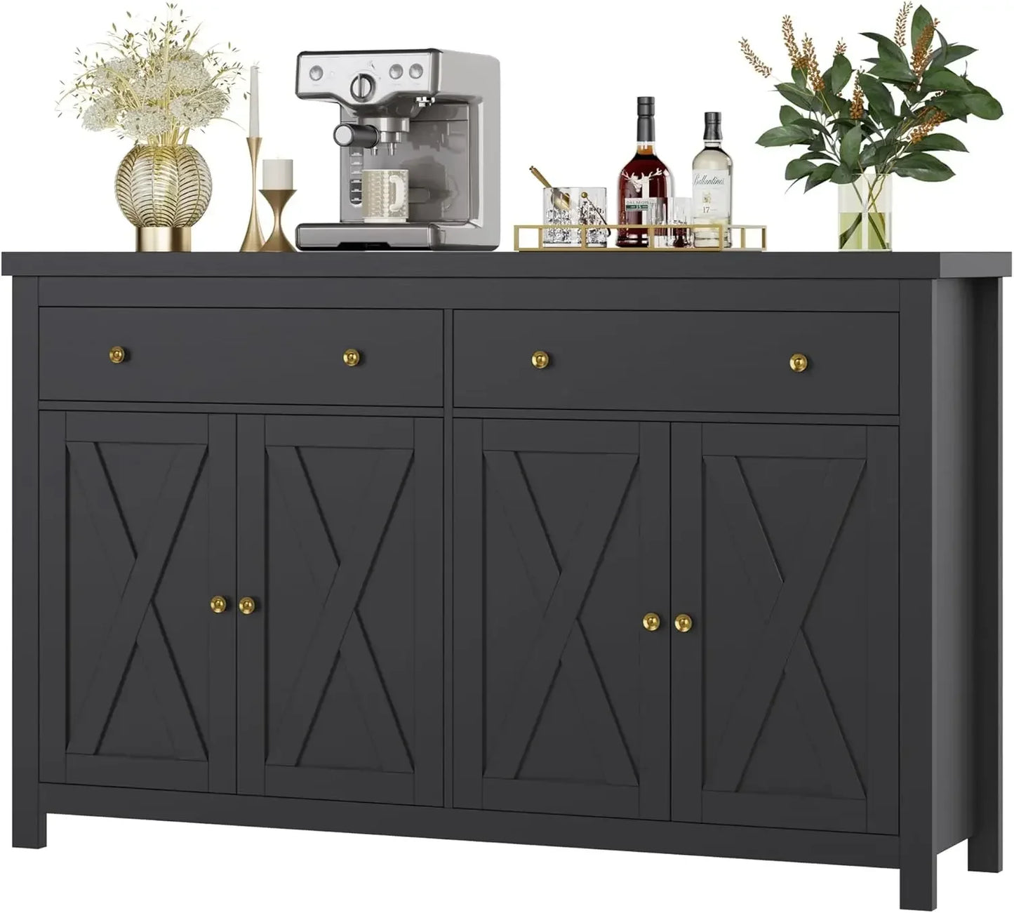 Kitchen Storage Cabinet with 2 Drawers and 4 Doors