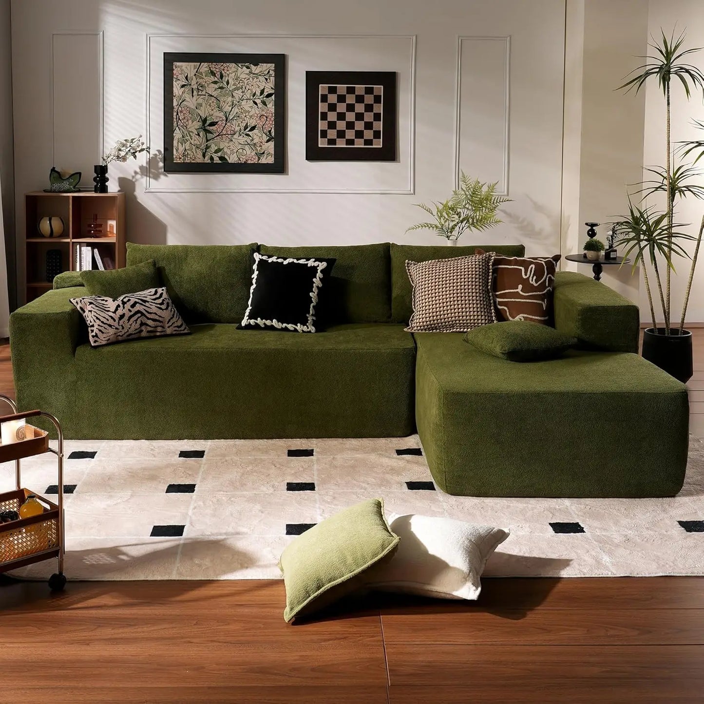 104" L-Shape Chaise, Memory Foam Sofa with Corduroy Fabric, various colors