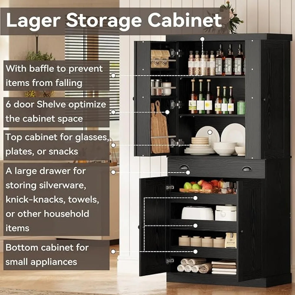 Kitchen Pantry Cabinet 72" Height
