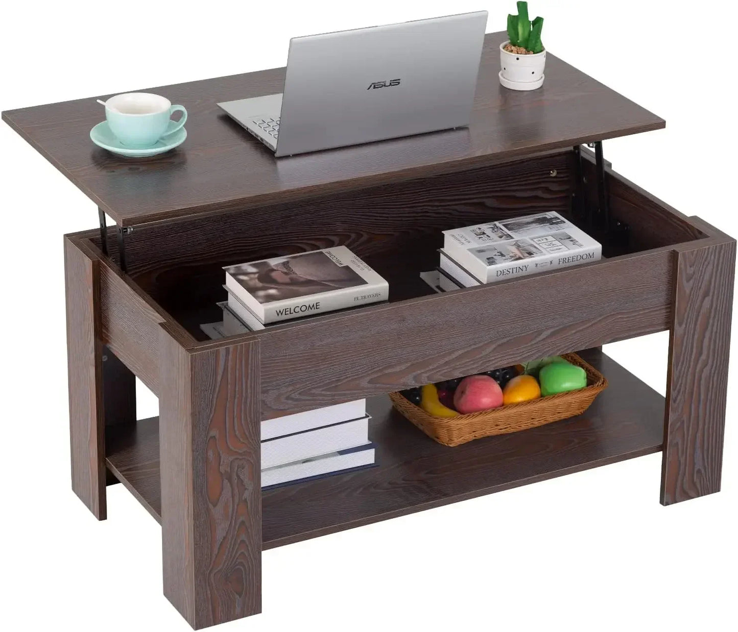 Lift Top Coffee Table with Hidden Compartment, various colors