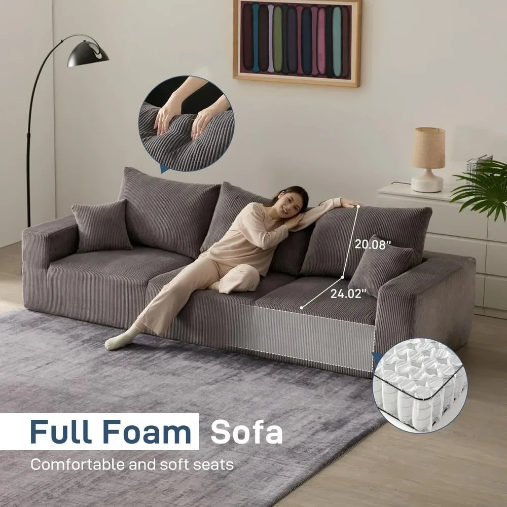 113'' L-Shaped Lounge Cloud Couch with Upgraded Corduroy, various colors
