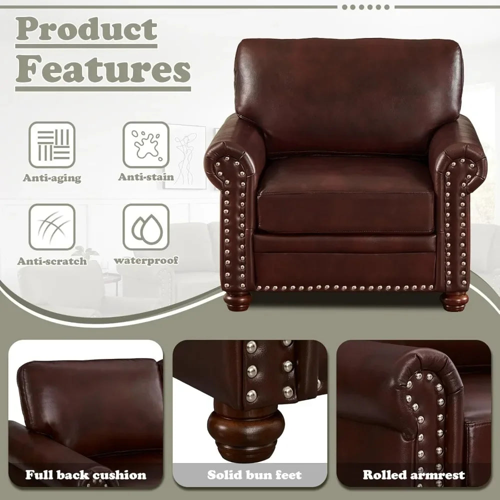 2-Piece Leather Sofa Couch Set with Storage Space, various colors