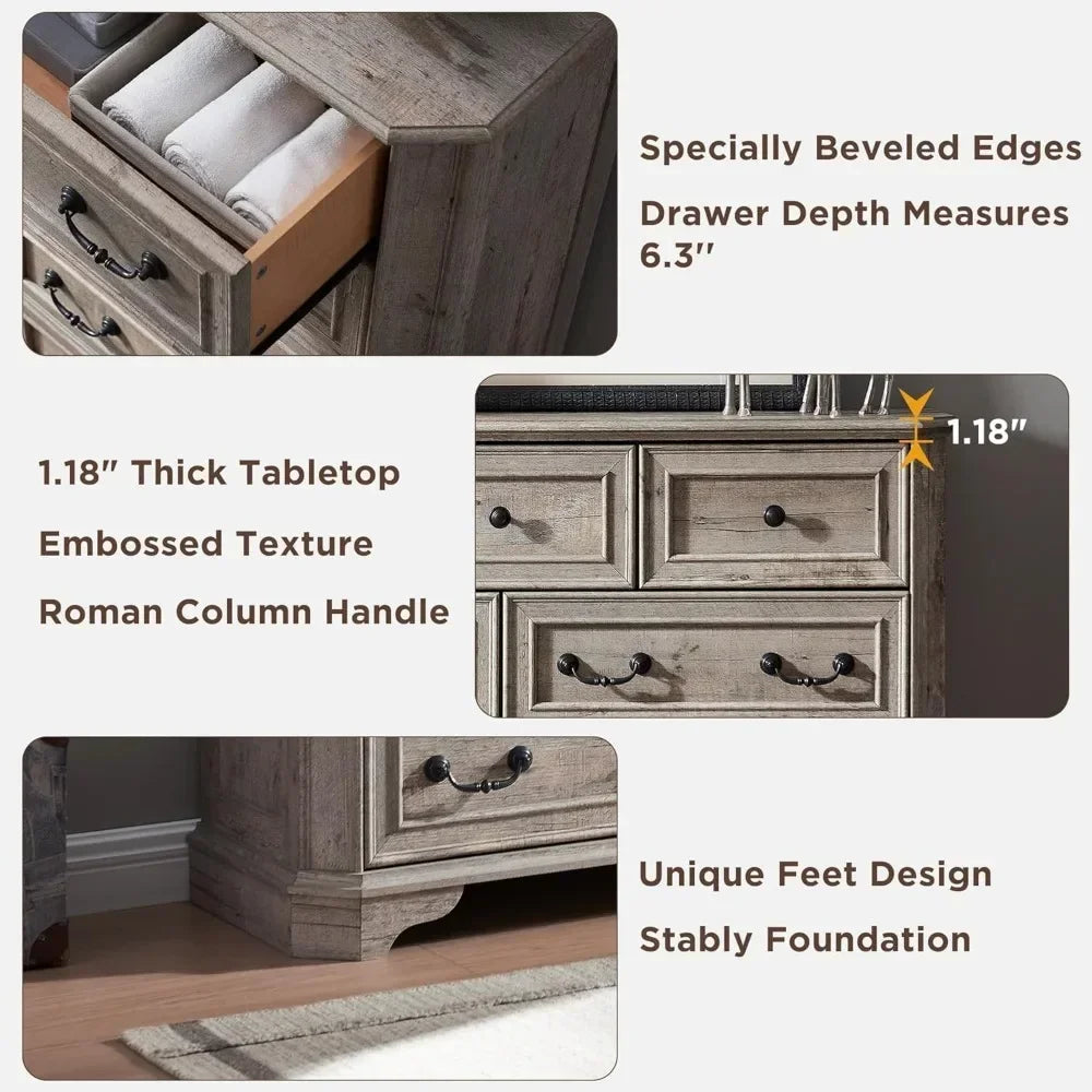 Farmhouse 7 Drawers Dresser for Bedroom, 54" Wide