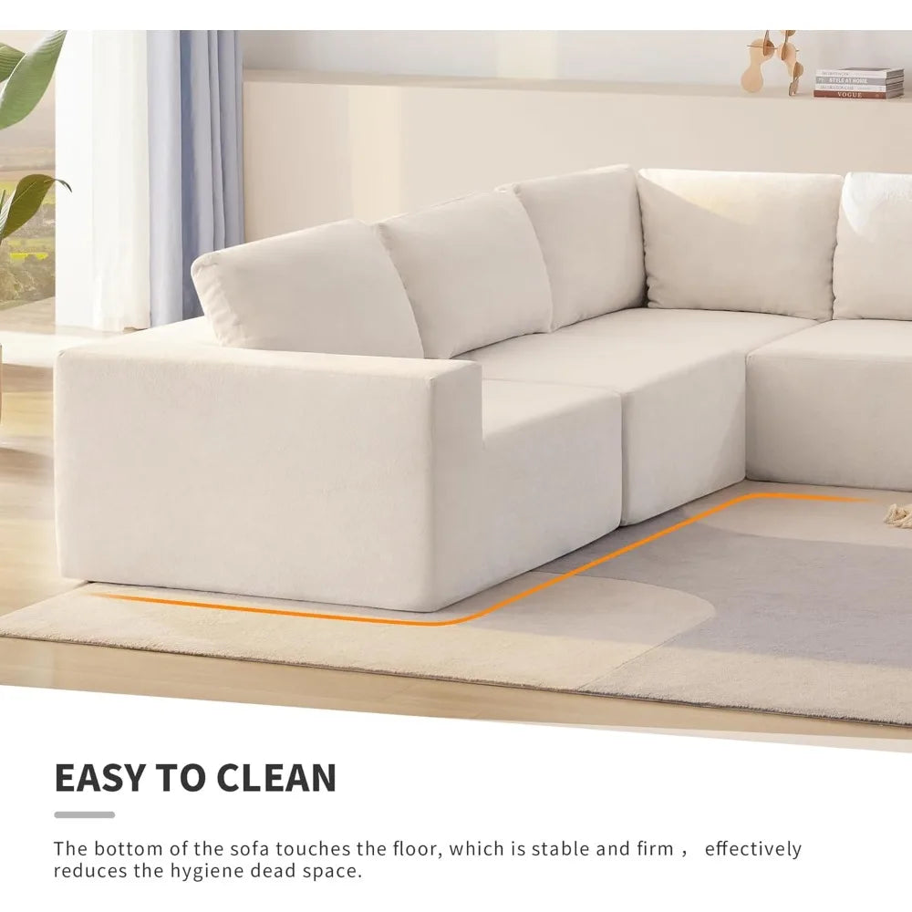 116 × 116'' Modular Sectional Couch, Modern L-Shape Floor Sofa, various colors