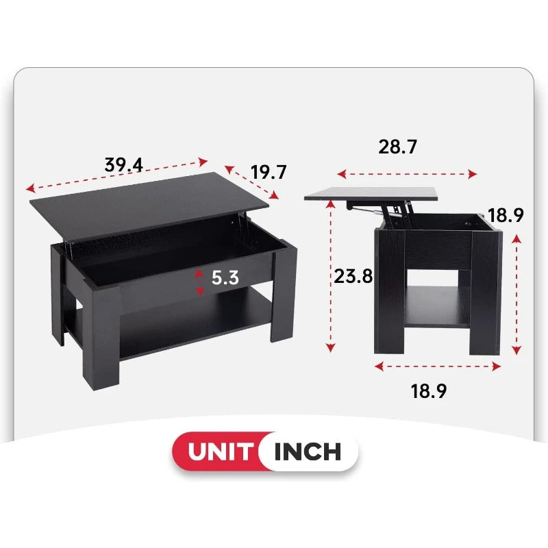 Lift Top Coffee Table with Hidden Compartment, various colors