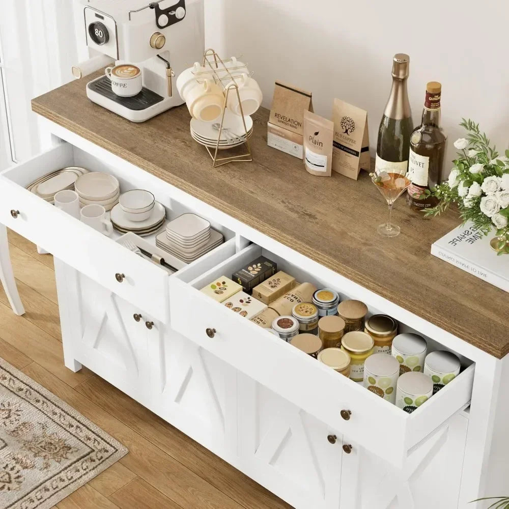 Kitchen Storage Cabinet with 2 Drawers and 4 Doors