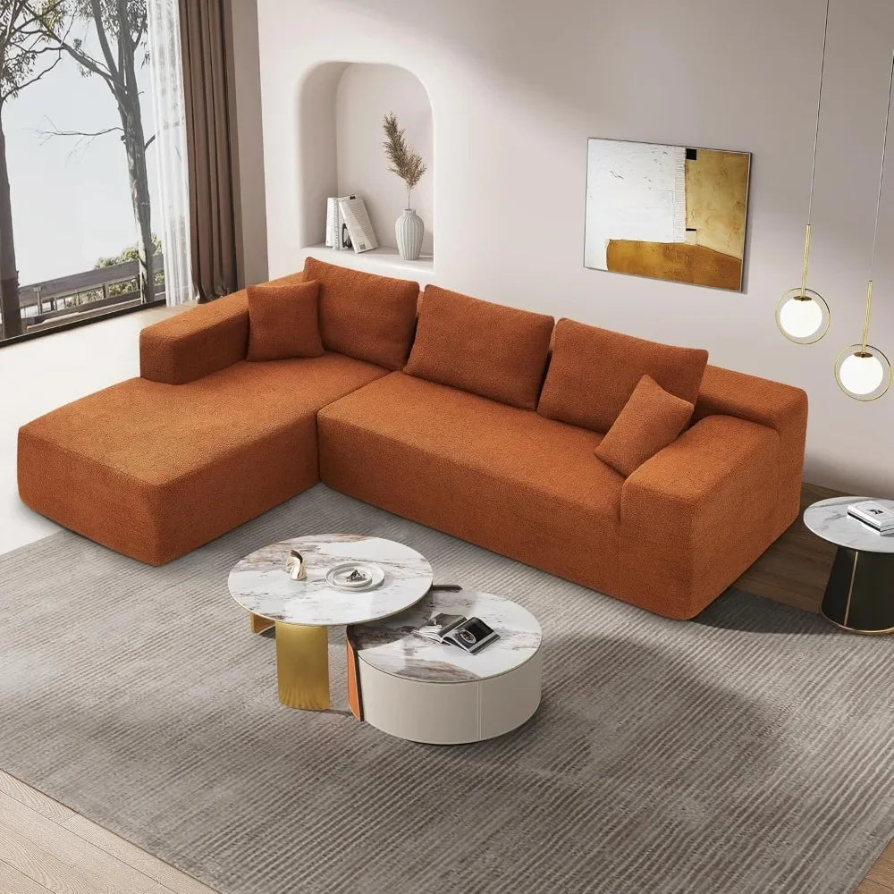 104'' Modular Sectional Couch, Modern L-Shape Sectional Sofa, Comfy Lambswool Fabric