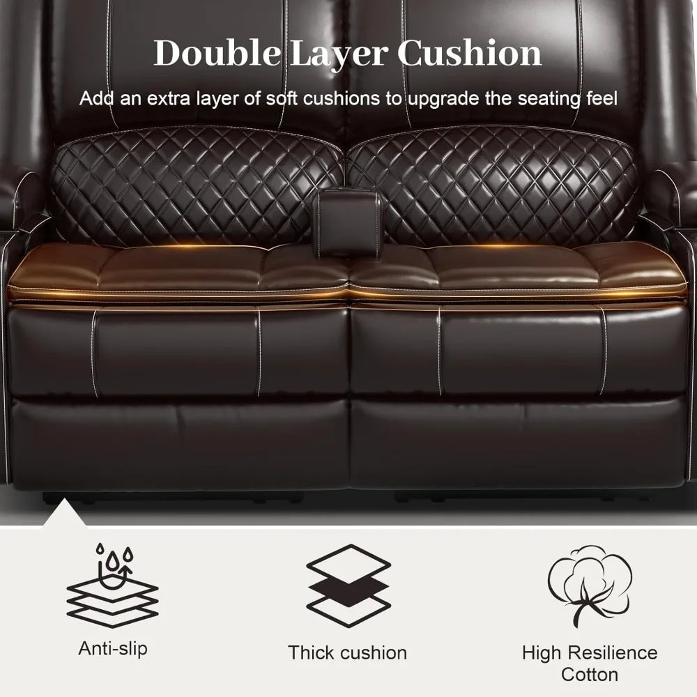 Reclining Love seat with Removable Armrest, Faux Leather