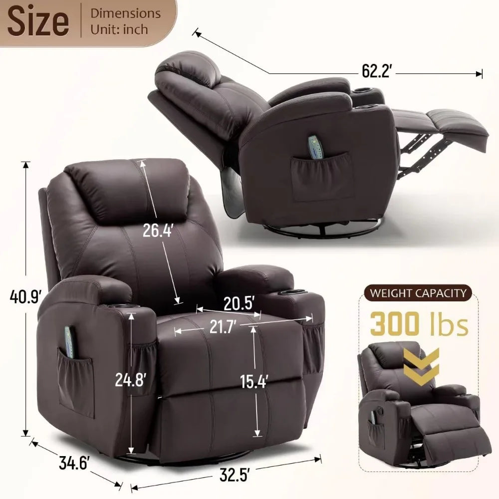 Recliner Chair,Rocking Chair with Massage and Heat