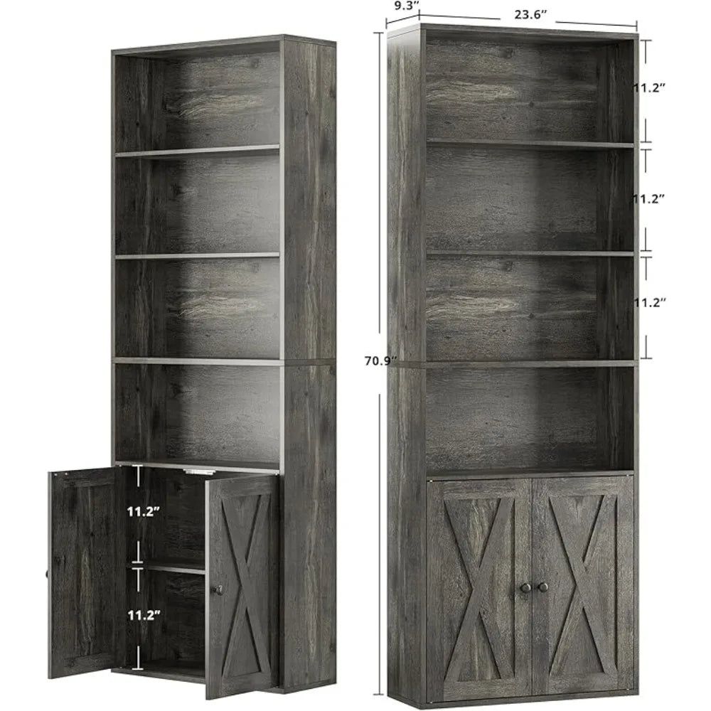 Bookshelves and Bookcases with Doors Set of 2, various colors