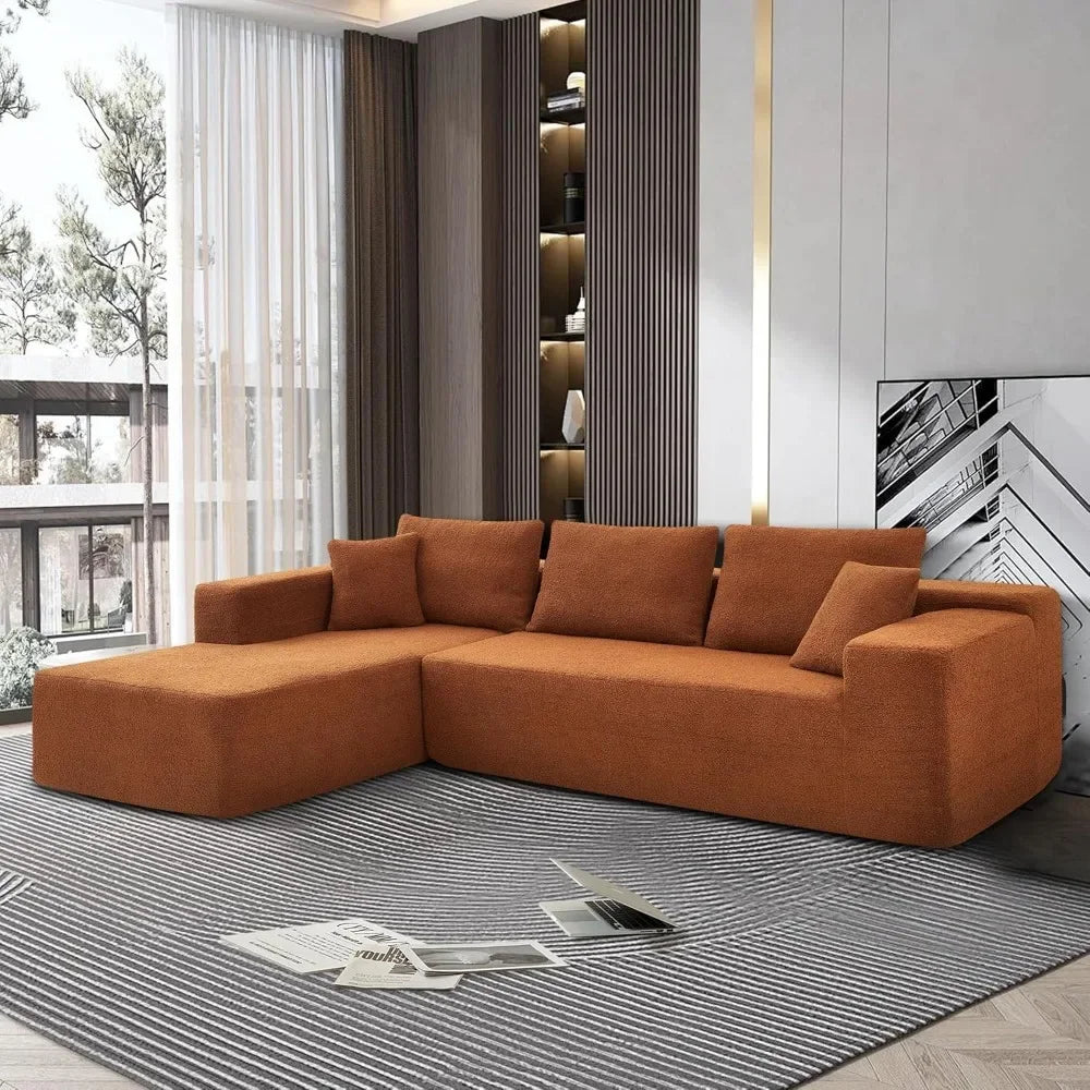 104'' Modular Sectional Couch, Modern L-Shape Sectional Sofa, Comfy Lambswool Fabric