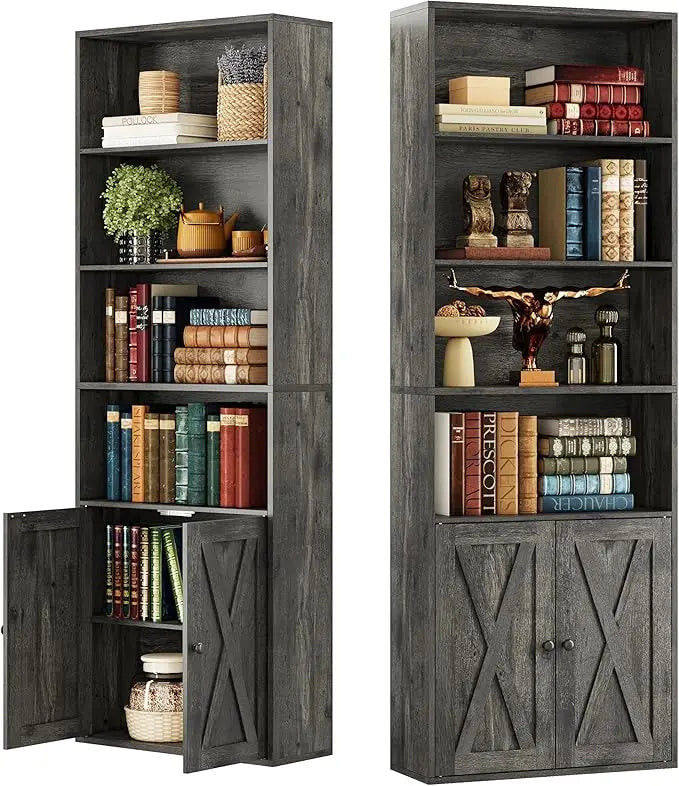 Bookshelves and Bookcases with Doors Set of 2, various colors