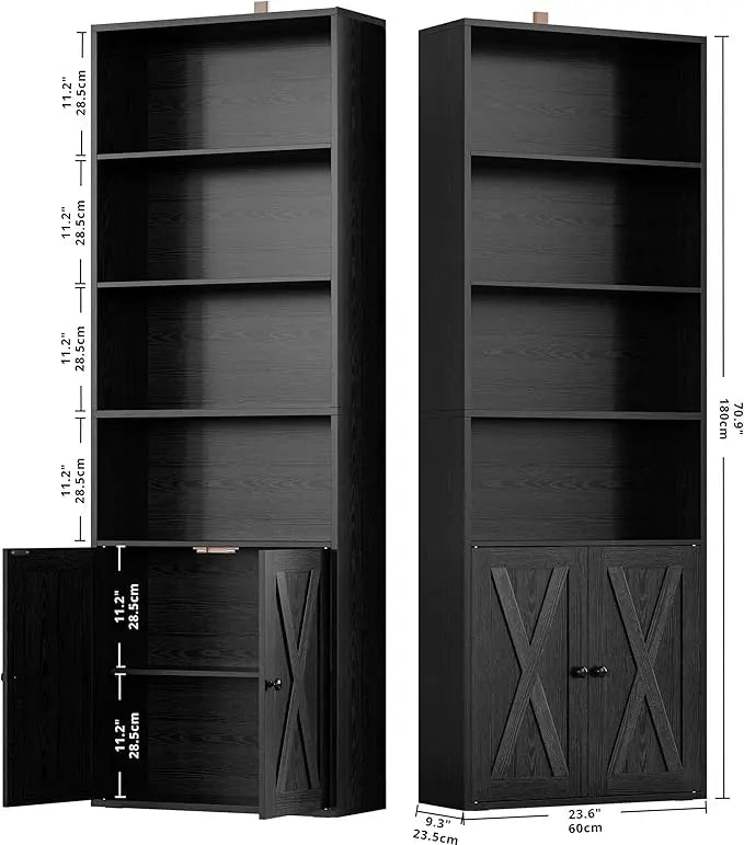 Bookshelves and Bookcases with Doors Set of 2, various colors