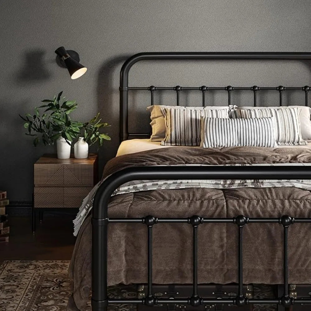 Metal Bed Frame with Victorian Style Wrought Iron-Art