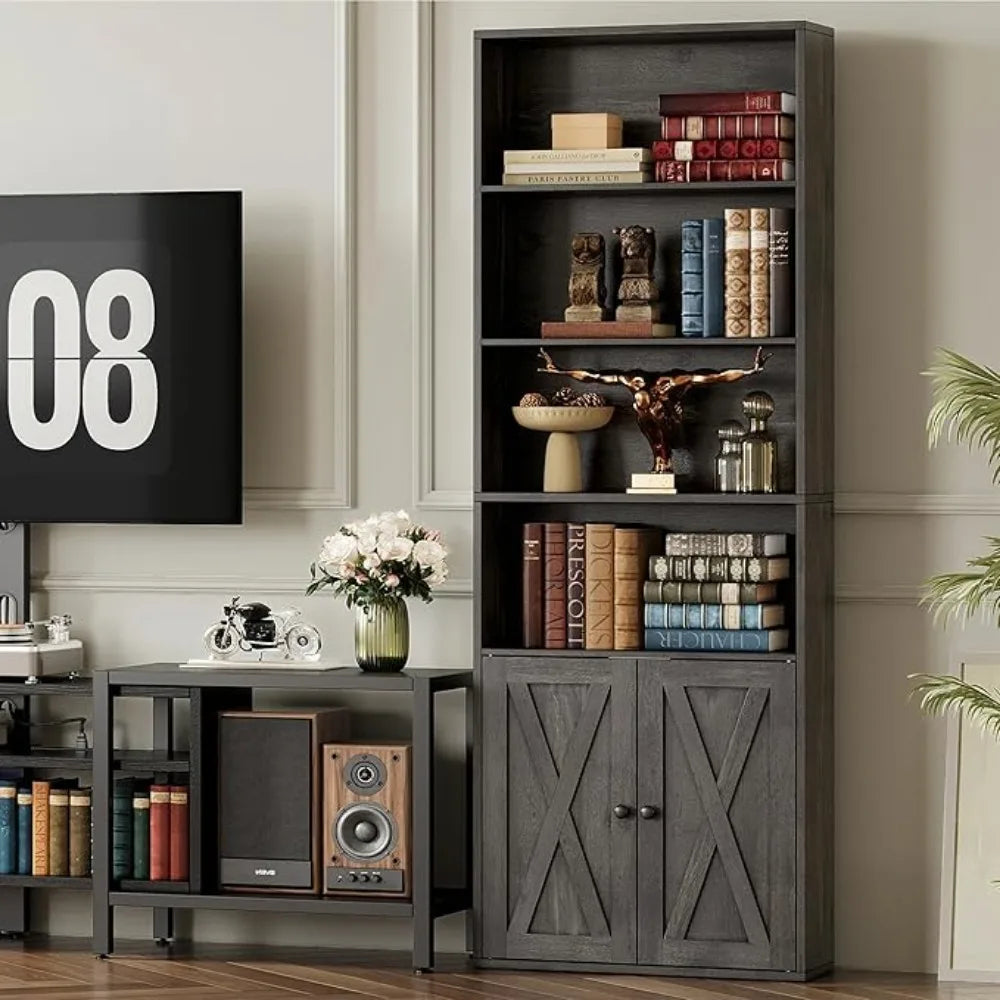 Bookshelves and Bookcases with Doors Set of 2, various colors