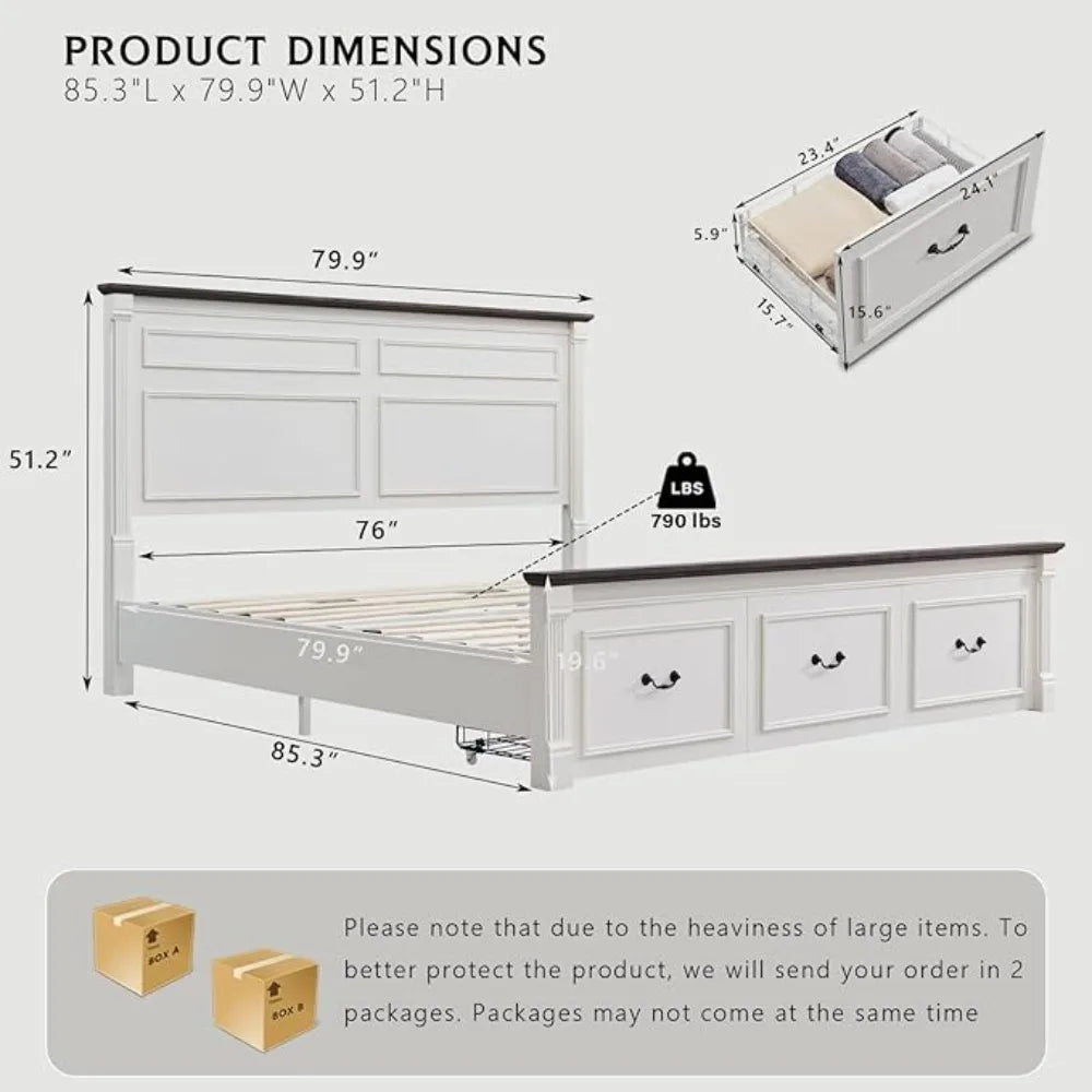 Bed Frame with 51" Tall Headboard various sizes and colors