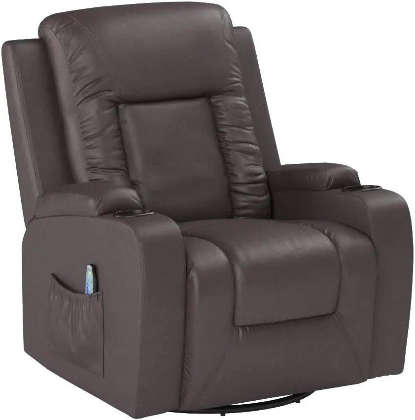 Leather Recliner Chair Modern Rocker with Heated Massage