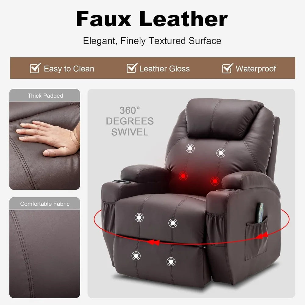 Recliner Chair,Rocking Chair with Massage and Heat