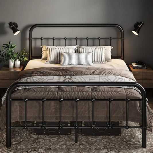 Metal Bed Frame with Victorian Style Wrought Iron-Art