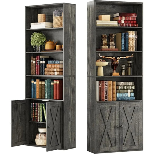 Bookshelves and Bookcases with Doors Set of 2, various colors