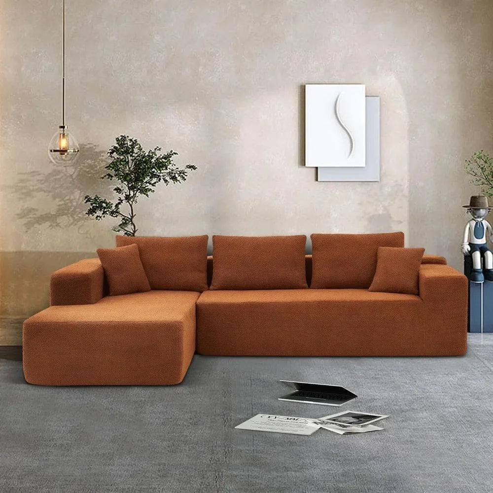 104'' Modular Sectional Couch, Modern L-Shape Sectional Sofa, Comfy Lambswool Fabric