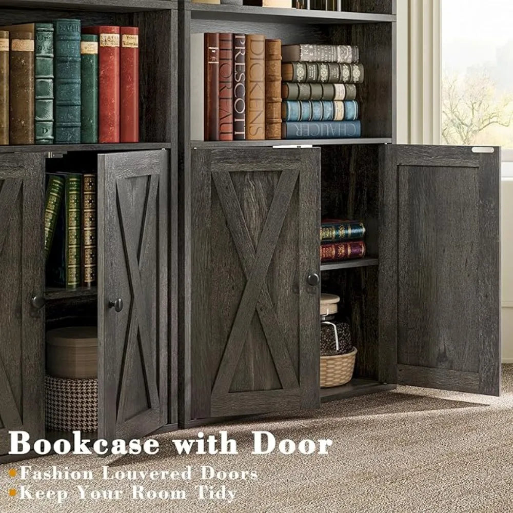 Bookshelves and Bookcases with Doors Set of 2, various colors