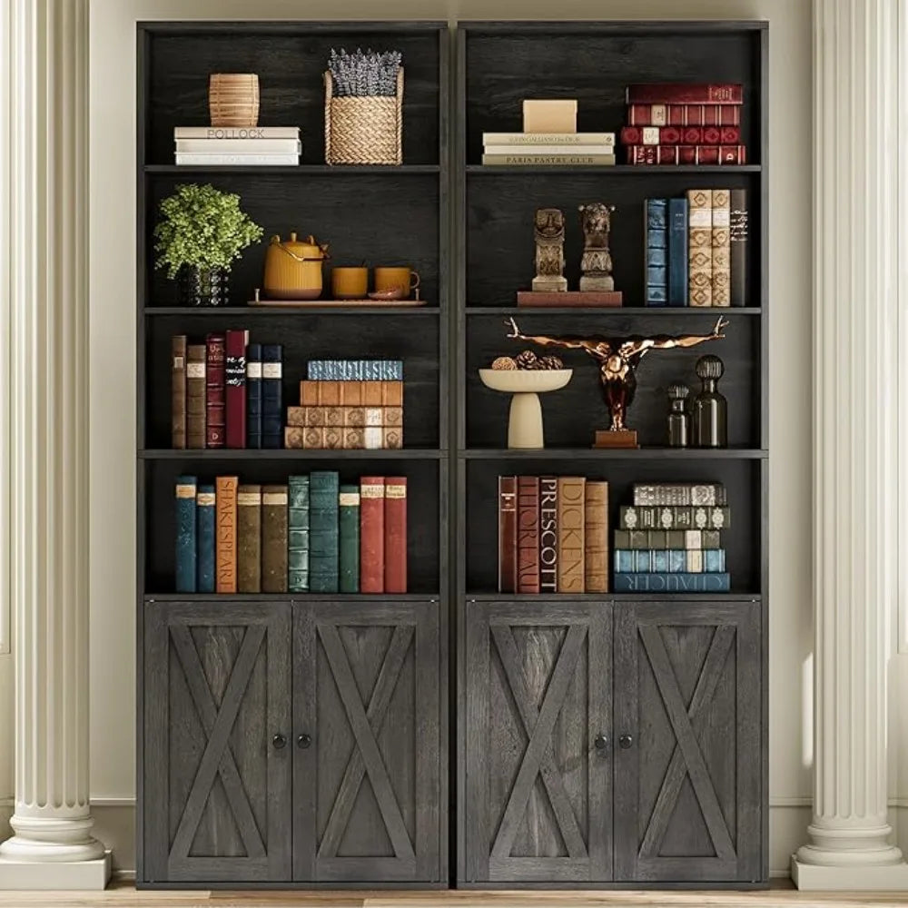 Bookshelves and Bookcases with Doors Set of 2, various colors